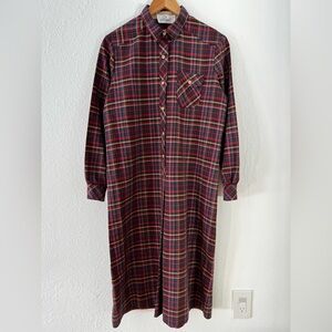 Vintage 60s Dark Academia Parade New York Tartan Plaid Shirt Dress
